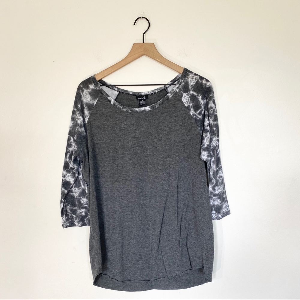 Rue 21 Baseball tee with Printed Sleeves